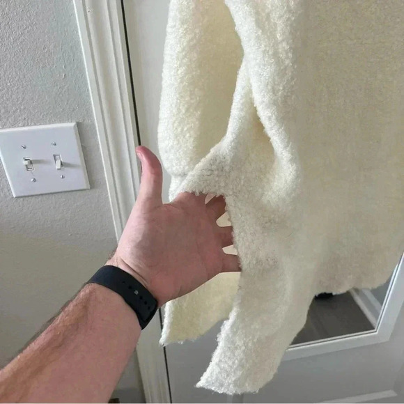 Anthropologie Pilcro Ivory Teddy V-neck Oversized Tunic Sweater S - Picture 6 of 10